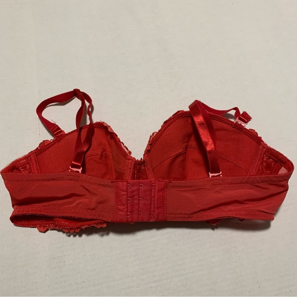 Victoria's Secret Vintage Red Lace Padded Bra Size 38B - Picture 3 of 9